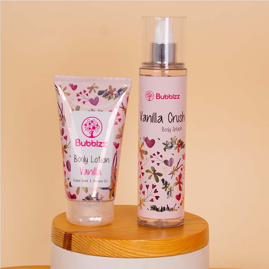 Bubblzz Vanilla Body Care Collection & Red Roses Vase