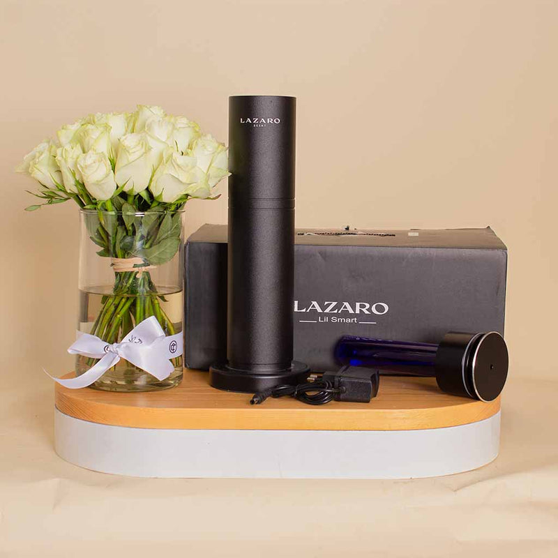 Lazaro Lil Smart Black with White Roses – Luxury Gift Set