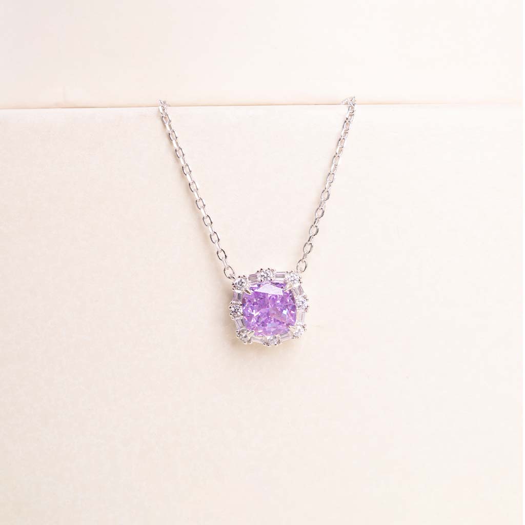 Markiz Platinum-Plated Zircon Pendant Necklace & Baby Rose Mix Bouquet