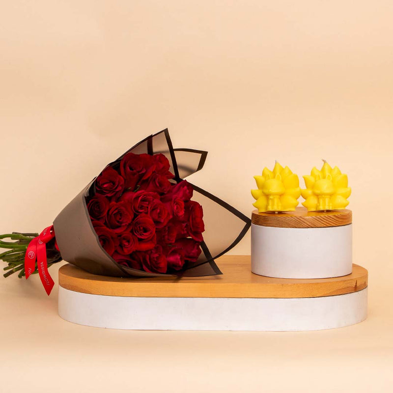 Reflame Passion Fruit Candle & Red Roses