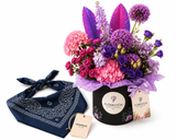 Mango Triangular Paisley Bandana with Flowrista Purple Flower Box