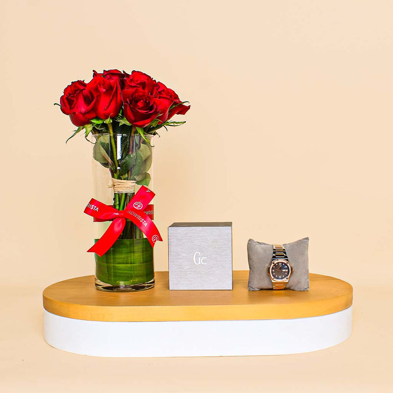 Guess Collection Analog Watch | Red flower vase