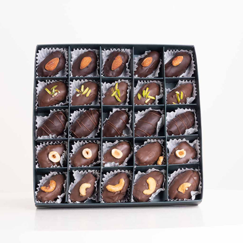Crioro Premium Stuffed Medjool Dates - 25-Piece & White Roses Vase