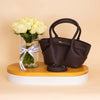 Alamki Alice Bag Brown & White Roses Vase