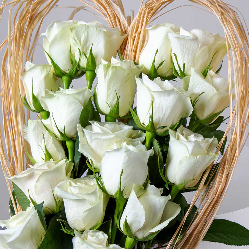 White Roses Heart-Shaped Bouquet