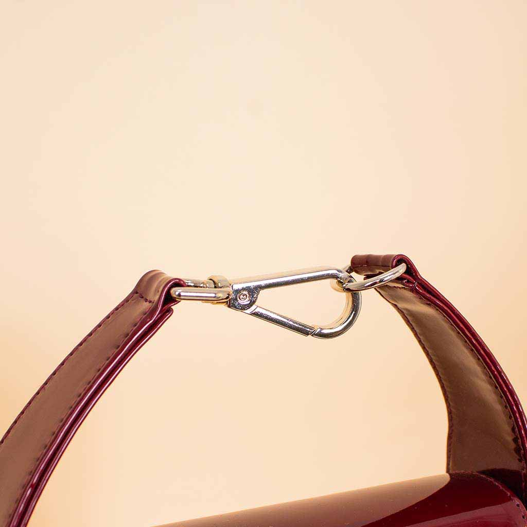 Cocan Half-Moon Bag Burgundy & White Roses Vase