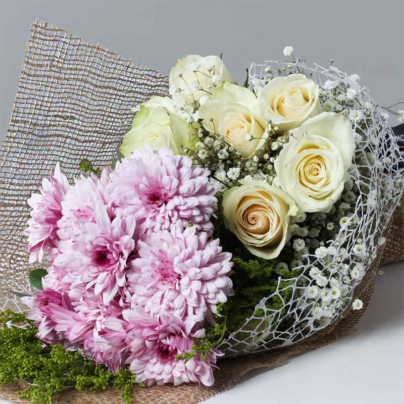 Romantic White & Purple Blooms Bouquet
