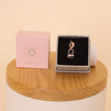 Pandora Padlock Dangle Charm 14k Rose Gold Plated with Zirconia