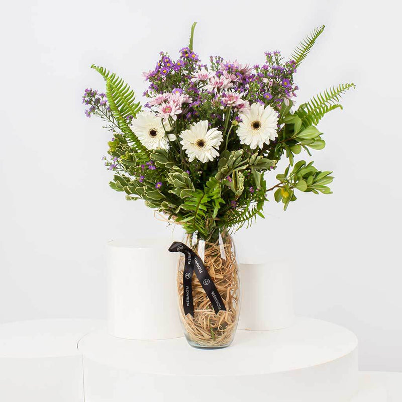 White Caranthantum & Gerbera Vase
