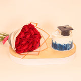 Ninos Graduation Celebration Cake & 20 Red Roses