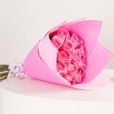 GUESS Fan Gold Stainless Steel Necklace with Zircons & Pink Roses Bouquet