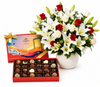 Godiva UAE Edition & White Lilies Vase Arrangement