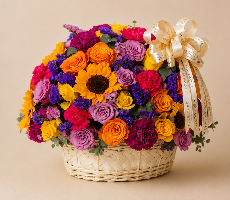 Silvara Platinum-Plated Zircon Halo Ring & Vibrant Mixed Flower Basket