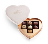 Godiva White Heart Box 9pcs & Pink Roses Bouquet