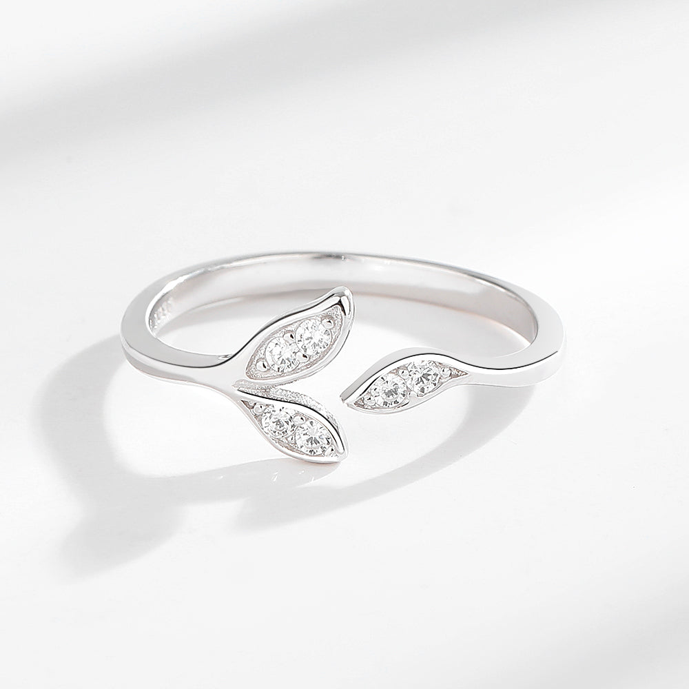 Silvara Pavé Leaf Ring & Pink Rose & White Hydrangea Vase
