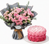 Mister Baker – Pink Spray Roses Bouquet & Rose Swirl Cake