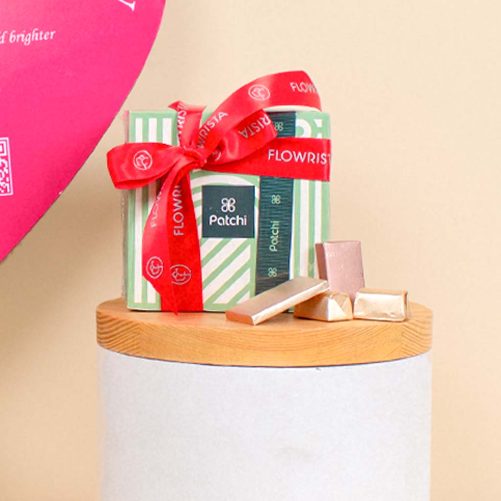 Patchi Chocolate & 15 Red flower Heart