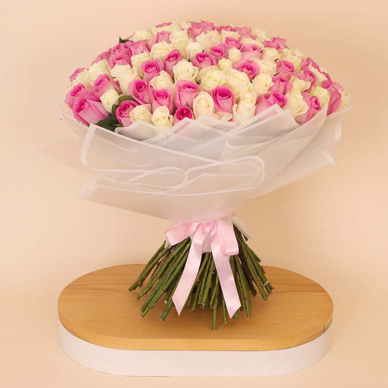 Flowrista | Grand Bouquet of 150 Pink & White Roses