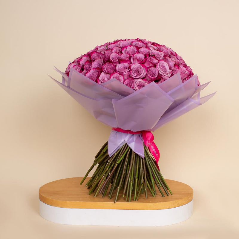 100 Deep purple Roses bouquet