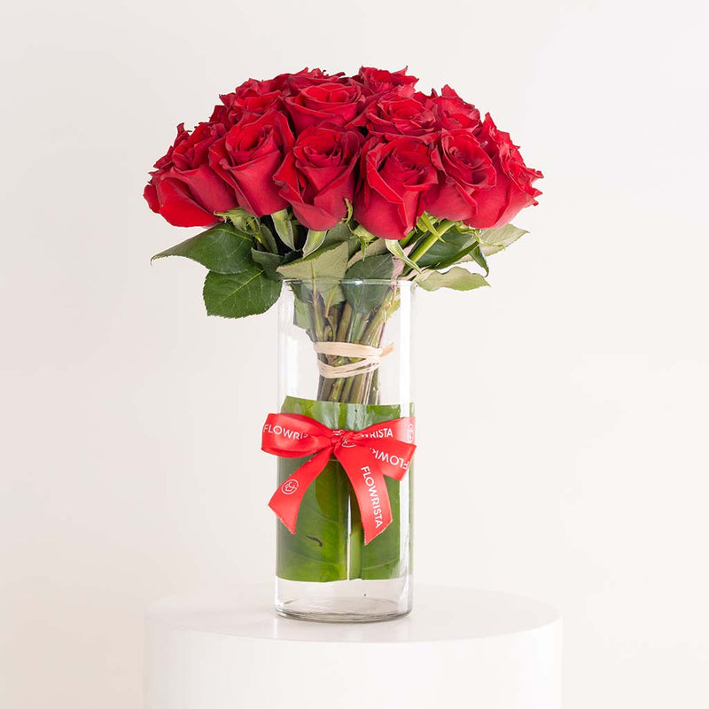 Red Roses Vase - 30 Stems