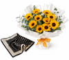 Mango Satin Polka Dot Scarf with Flowrista Sunflowers Pop Bouquet
