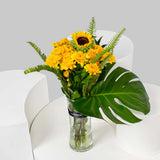 Yellow Chrysanthemums & Sunflower Vase