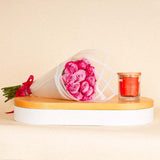 Red Jar Candle | Light Purple Flower Bouquet of 15