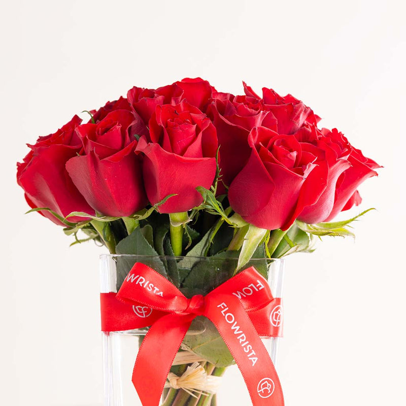 Red Roses Vase - 20 Stems