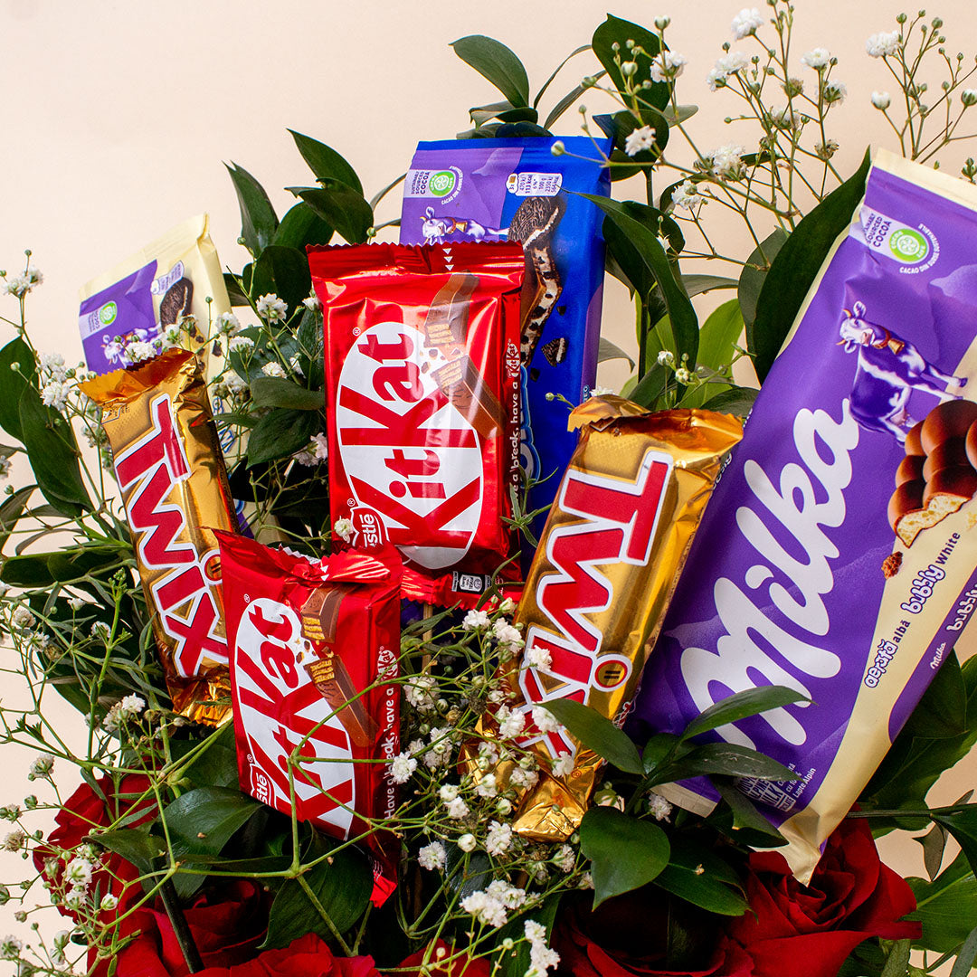 Red Roses with Chocolate Box