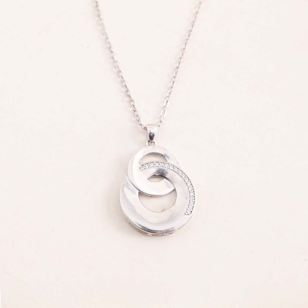 Felizmoda Two-Circle Silver Pendant Necklace