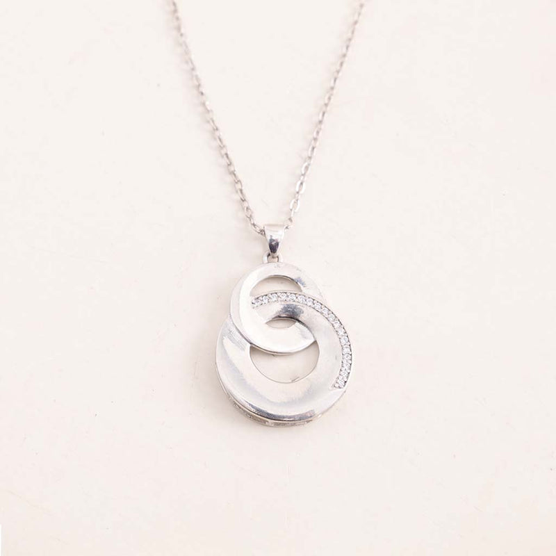 Felizmoda Two-Circle Silver Pendant Necklace