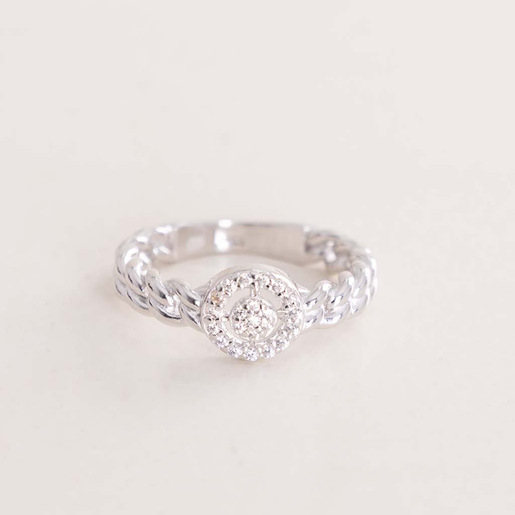 Felizmoda Braided Zircon Silver Ring