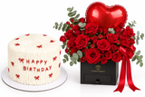 Sugar Sweet Red Bow Birthday Cake & Rose Balloon Box