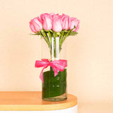 Pink Flower Vase | 15 Rose