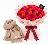 Mango 100% Cashmere Knit Scarf with Flowrista Vibrant Spray Roses Bouquet