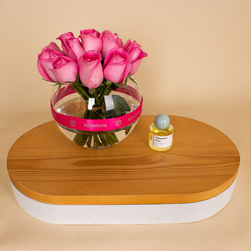 Nuit Fragrances simmer pot and vase 15 pink rose