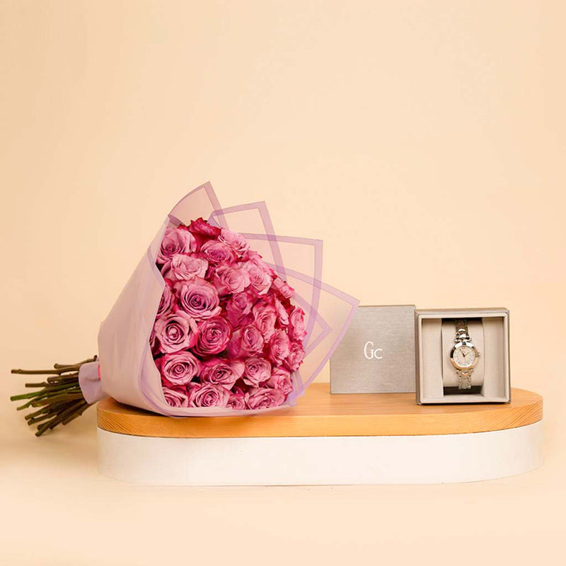 GC Illusion Watch & 30 Heart-Shaped Roses - Mother’s Day Gift