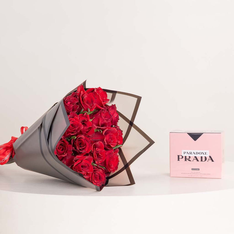 Prada Paradoxe Intense Parfum 90ml & Red Roses Bouquet