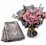 Mango Paisley Print Scarf with Flowrista Exquisite Pink Roses Bouquet