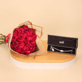 Markiz Yellow Zircon Necklace & 20 Red Roses