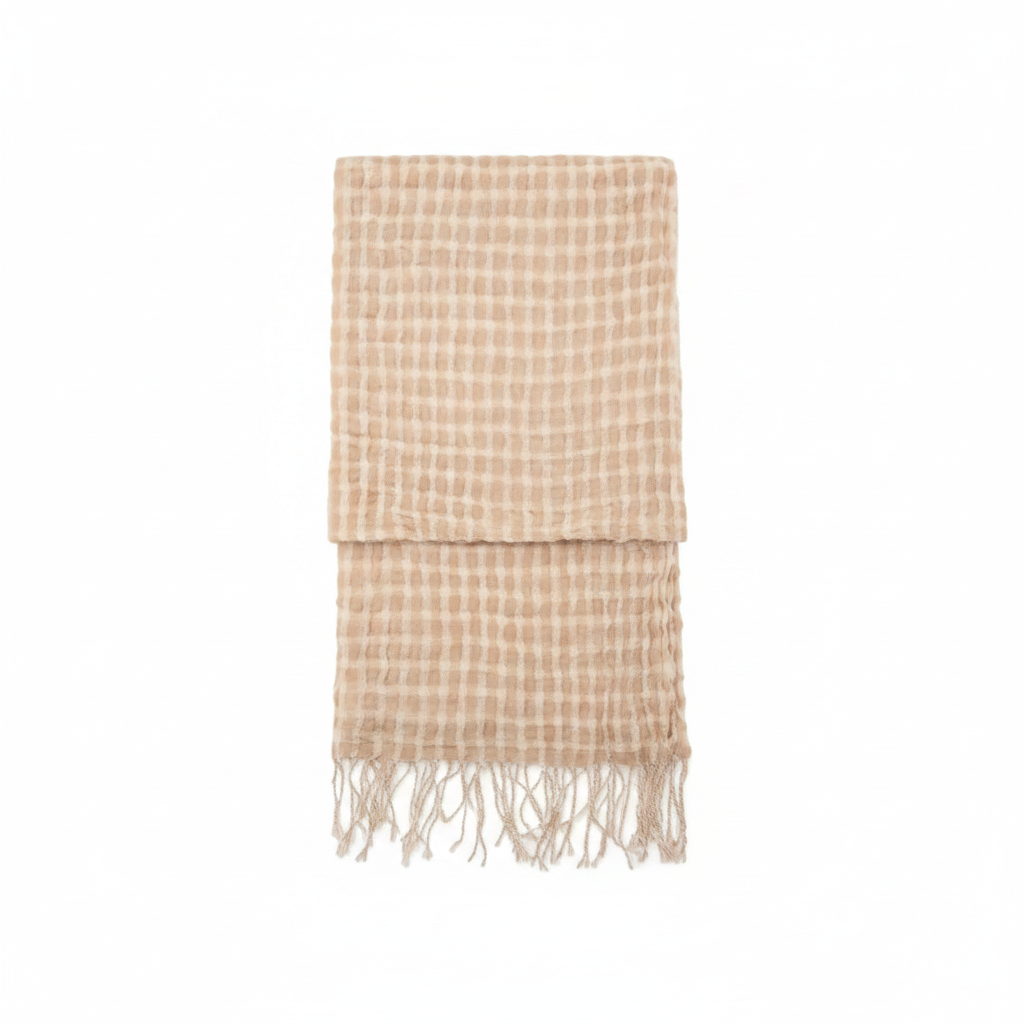 Beige cotton foulard on white
