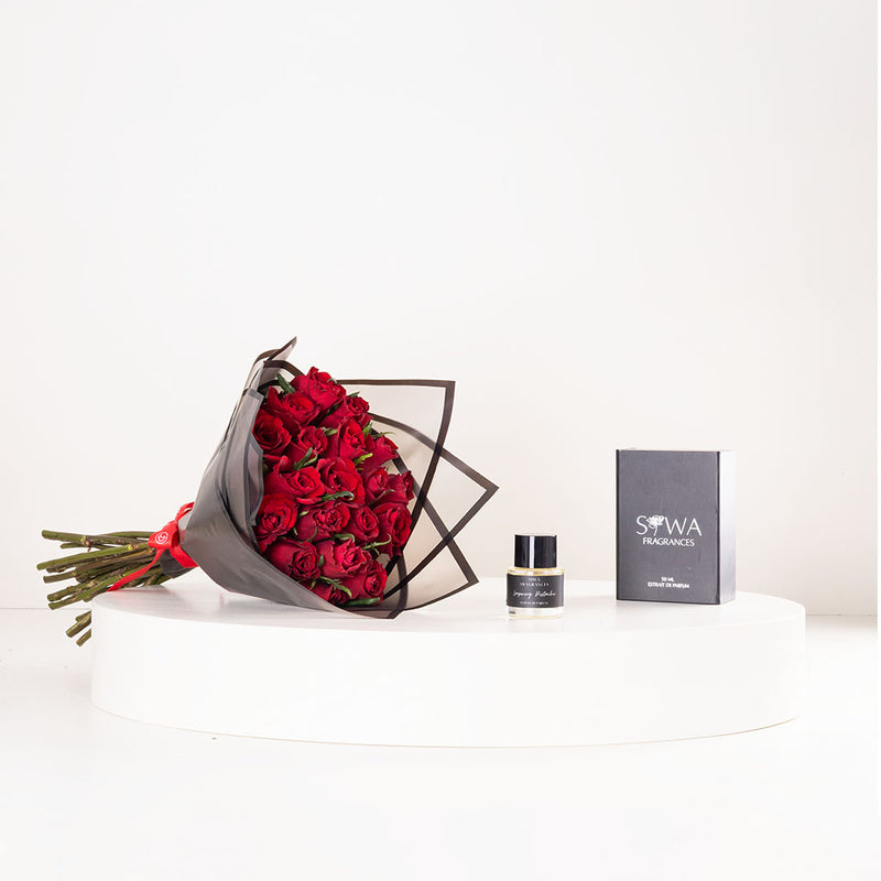 Siwa Layering Pistachio Eau de Parfum & Red Roses Bouquet
