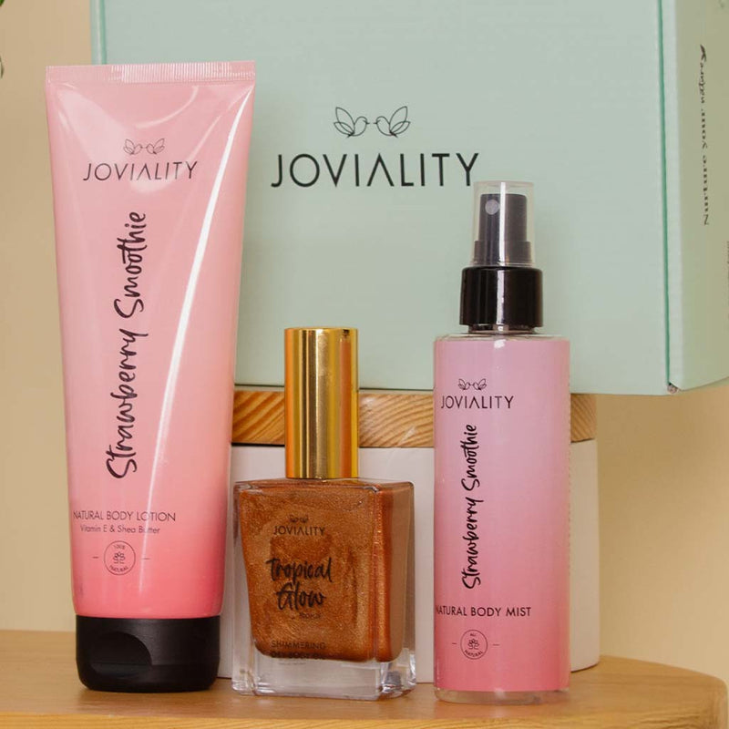 Joviality Strawberry Body Care Set with Flowrista Vase