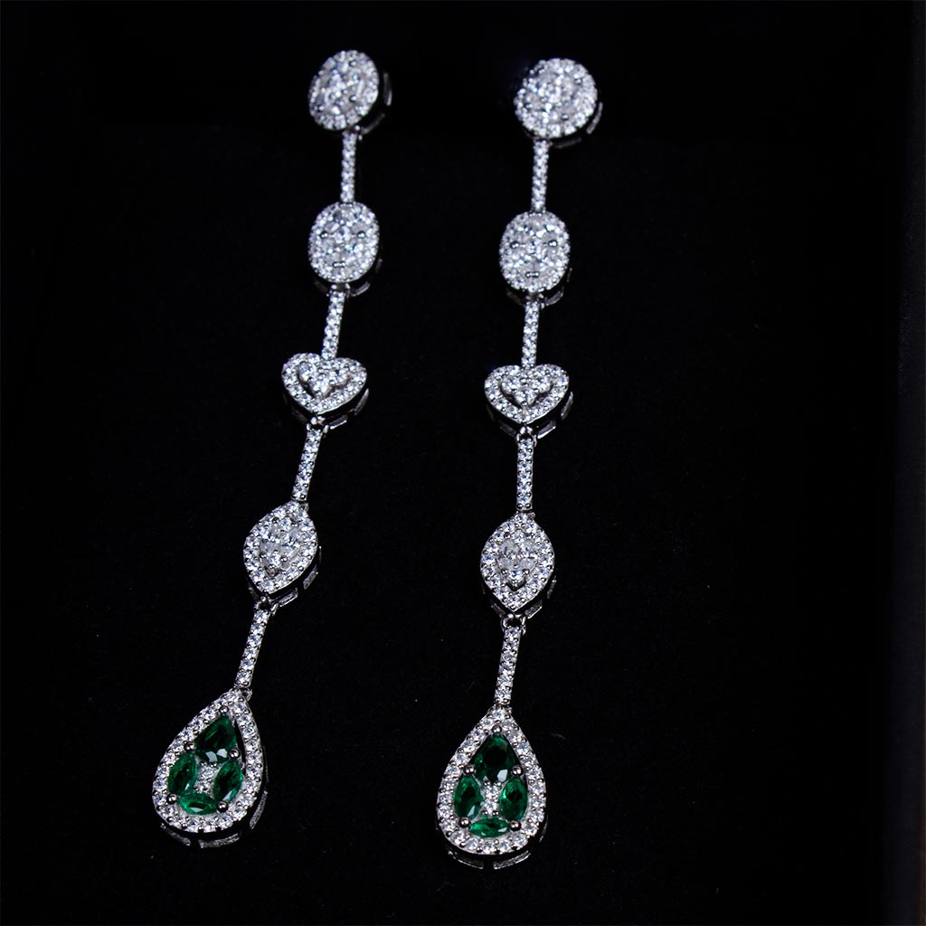 Markiz Shine Earrings with Red Roses