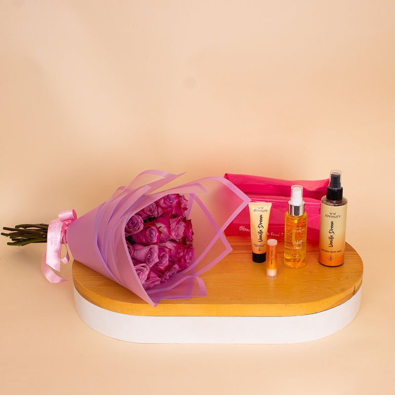 Joviality Velvet Vanilla Kit & Purple Roses Bouquet