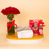 Whisper & Roses Elegance Bundle - Velour Floral Scarf & Soul & More Whisper Set & Red Roses