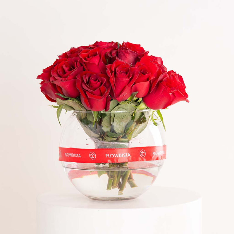 Red Roses Vase - 30 Stems