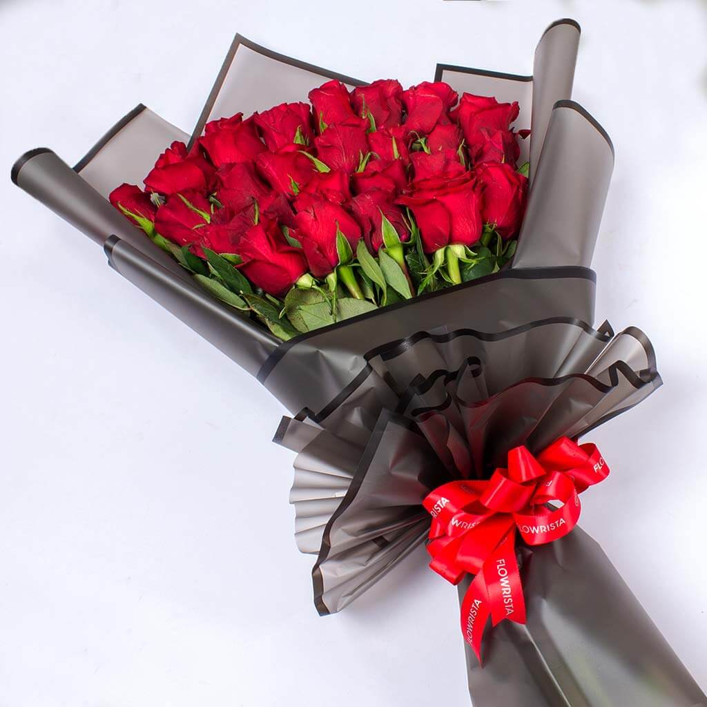 Chic Red Roses Bouquet with Stylish Wrap