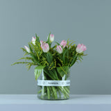 Elegant Glass Vase with Pink & White Tulips