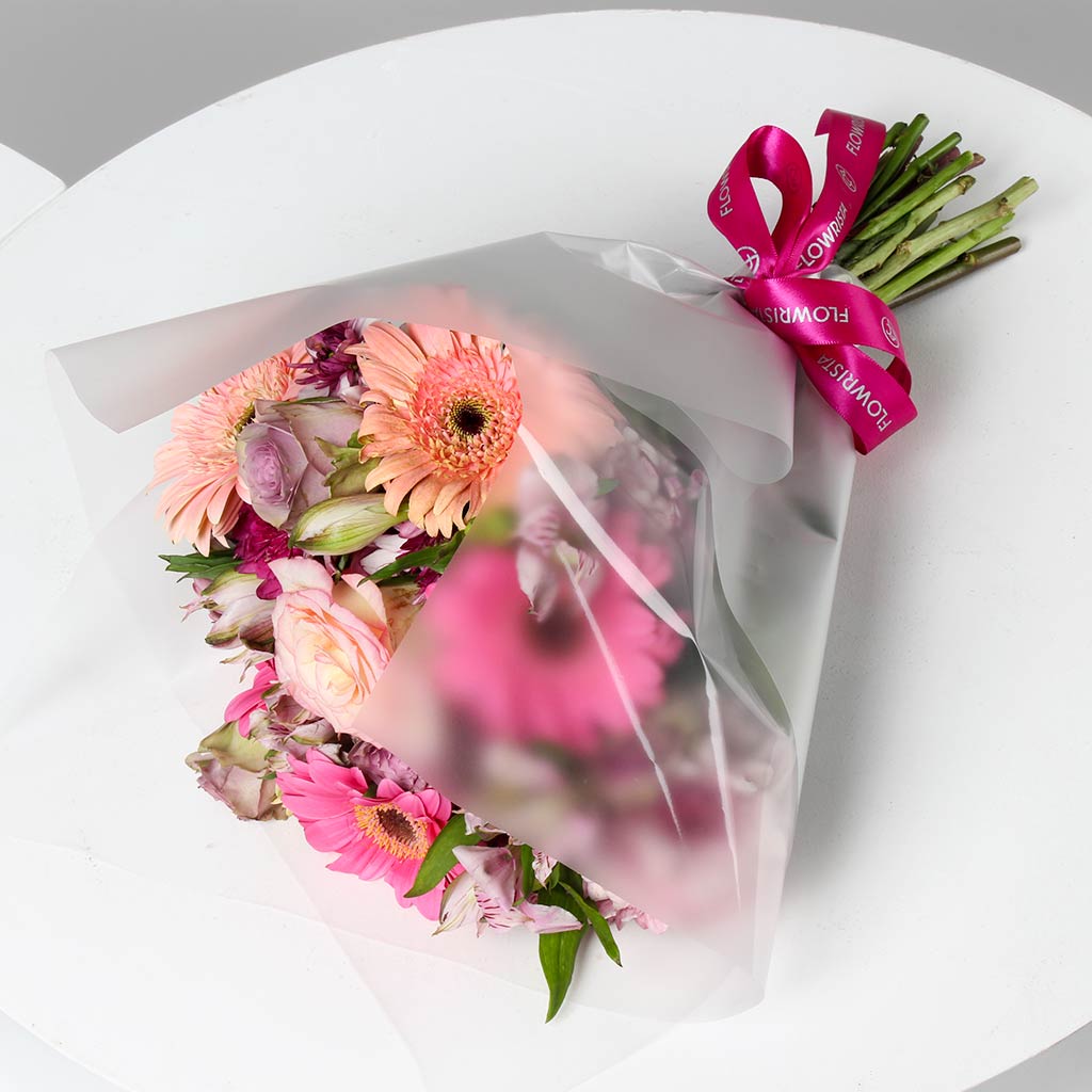 Mixed Flower Bouquet – Pink Roses & Gerbera